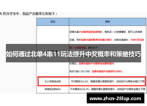 如何通过北单4串11玩法提升中奖概率和策略技巧